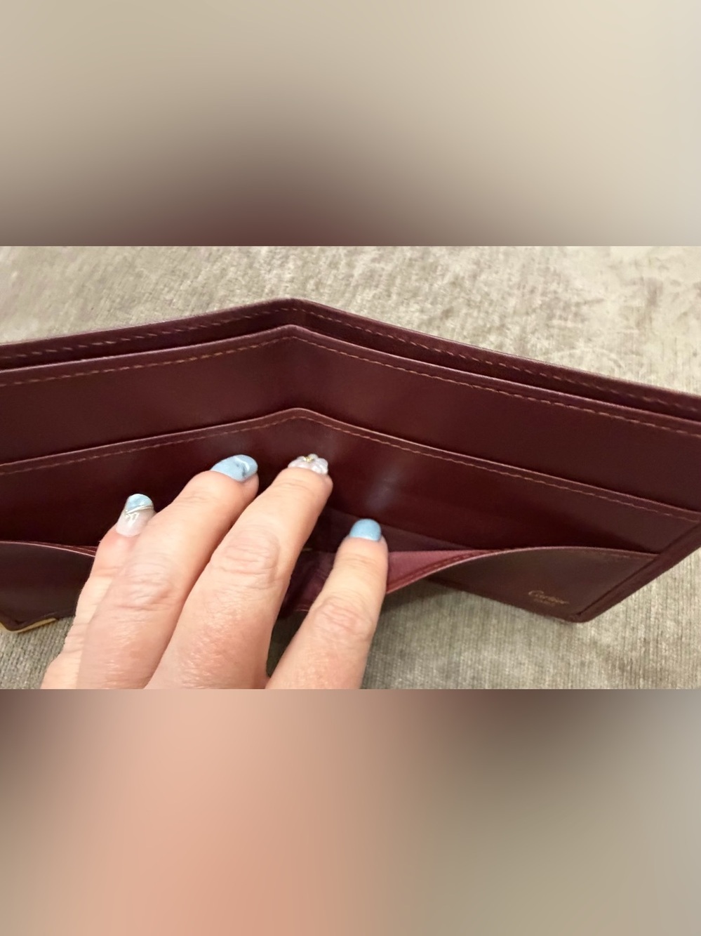Vintage Cartier Bordeaux Calf Skin Leather Wallet - Picture 3 of 13